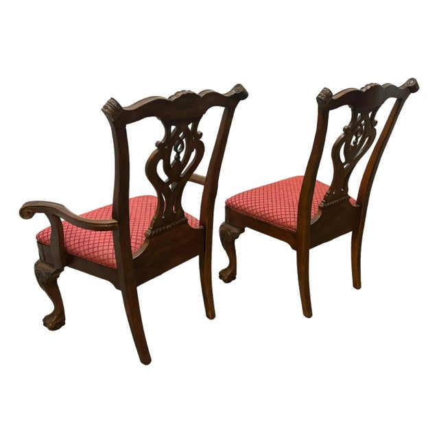 Brown Vintage Chippendale Style Mahogany Finish Dining Chairs - Set of 6 For Sale - Image 8 of 11
