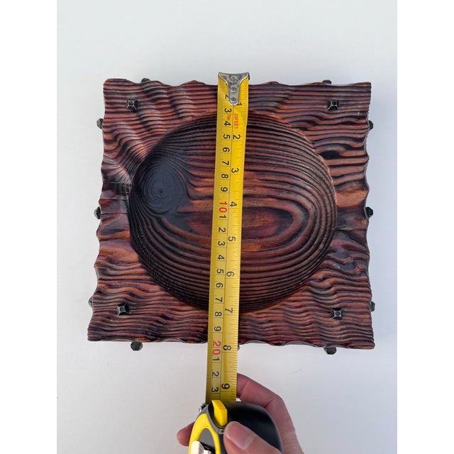 Vintage Hand-Carved Wood Catchall Bowl With Nail Studs, 1970s Spanish Gothic Revival Style For Sale In Boise - Image 6 of 10