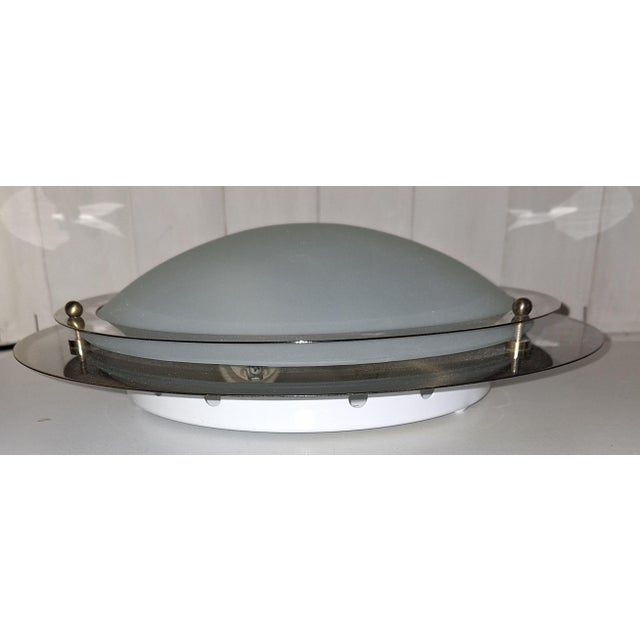 Vintage Ceiling Lamp with Gold-Colored Metal Frame and White Glass Shade by Honsel, 2005 For Sale - Image 6 of 8