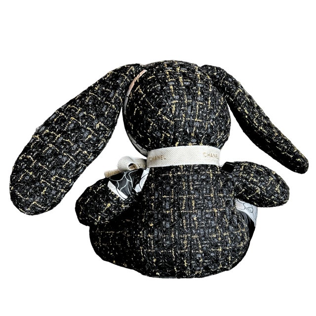 French Chanel CC Monogram Vintage Silk Scarf Clever Bunny For Sale - Image 3 of 3