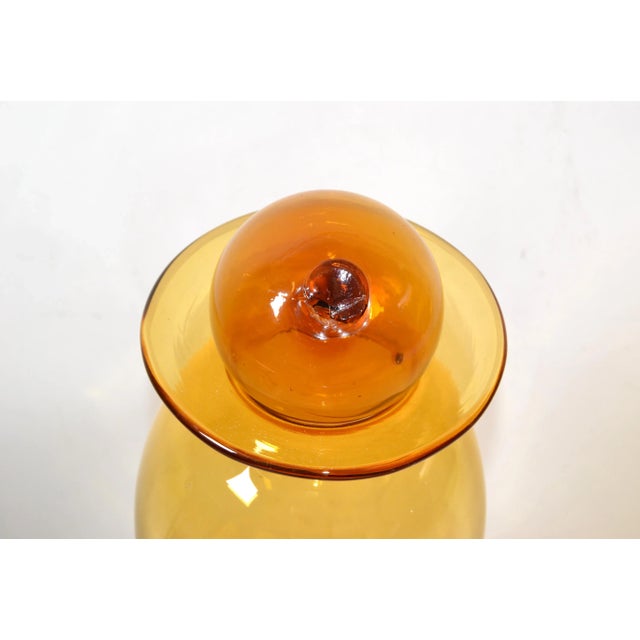 Amber Tall Mid-Century Modern Amber Hand Made Blown Art Glass Vessel, Vase by Blenko For Sale - Image 8 of 13