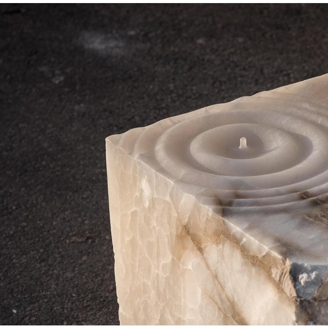 Aqua Fossil Drop Sculpture Side Table in Alabaster by Amarist Studio For Sale - Image 4 of 8