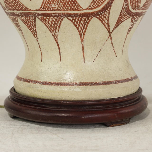 Ceramic Vintage Exquisite Tribal-Style Ceramic Ginger Jar Table Lamp For Sale - Image 7 of 9