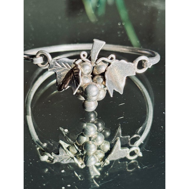 Mid Century Mexican Sterling Silver Grape Cluster Split Cuff Bracelet For Sale - Image 4 of 9