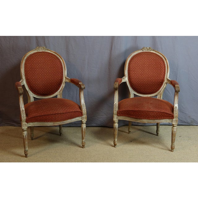 Vintage Louis XVI Armchairs, 1950s, Set of 2 For Sale - Image 6 of 12