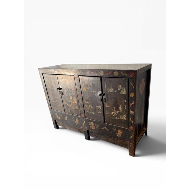 Antique Chinese Hand-Painted Lacquer Cabinet – Early 20th Century For Sale - Image 4 of 16
