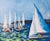 Late 20th-Century Giclée Signed Print on Canvas of Sailboats on Lake Geneva For Sale