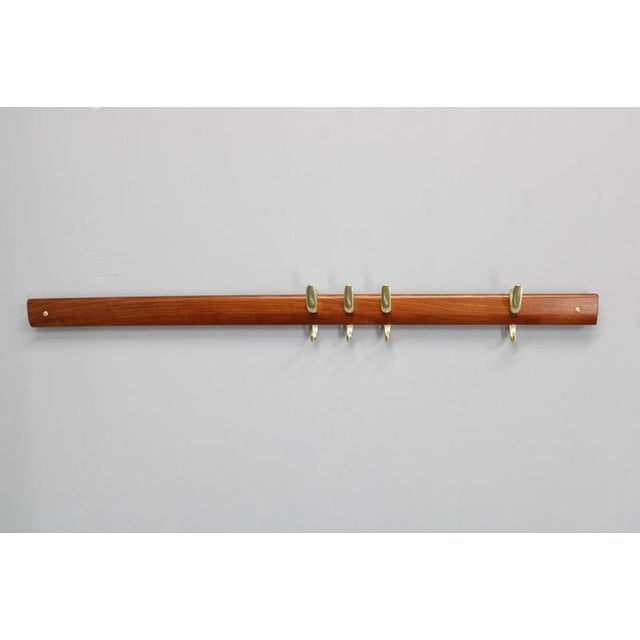 Brown Brass and Teak Coat Hanger by Carl Auböck for Illums Bolighus, 1950s For Sale - Image 8 of 9
