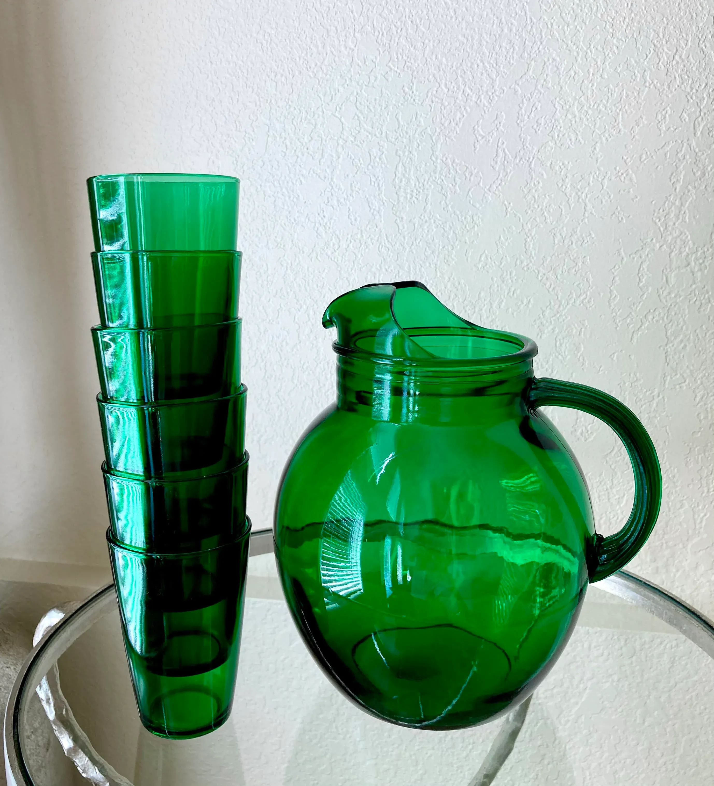 Mid 20th-Century Anchor Hocking Roly-Poly Forest Green Beverage