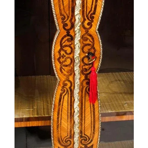 Antique Loius XV Revival Marquetry Kingwood Vitrine Display Cabinet For Sale - Image 16 of 18