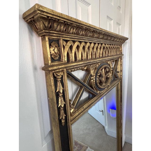 Vintage 1980s Neoclassical Beveled Mirror: Giltwood & Metal, Carved Urn & Swag For Sale - Image 11 of 18