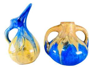 Flamed Pitcher and Sandstone Vase by Gilbert Metenier, Set of 2