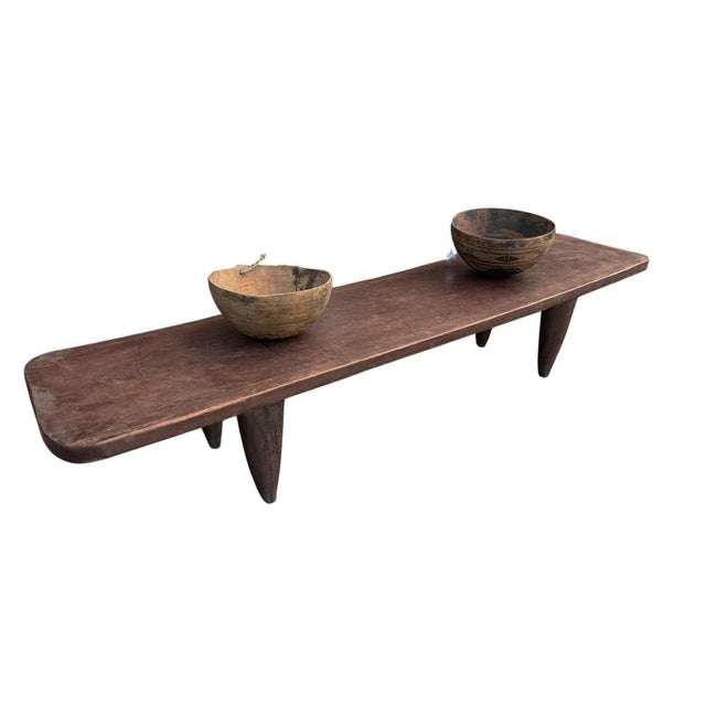 Vintage Large-Tribal-Wood-Senufo-Coffee-Table stool-74.25" W For Sale - Image 9 of 13
