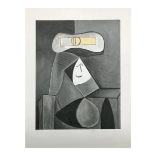 "Femme Au Chapeau Gris" 1980s Pablo Picasso Estate Lithograph For Sale