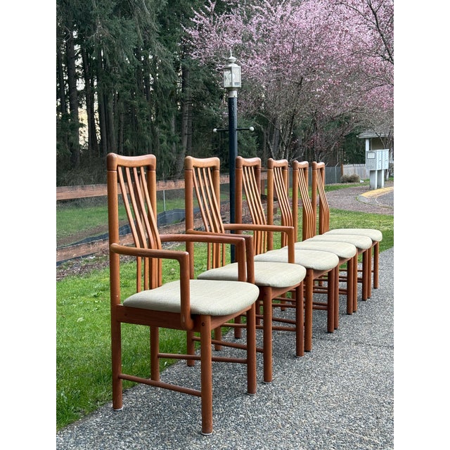 1990s Benny Linden Danish Modern Teak Dining Chairs - Set of 6 For Sale - Image 4 of 9