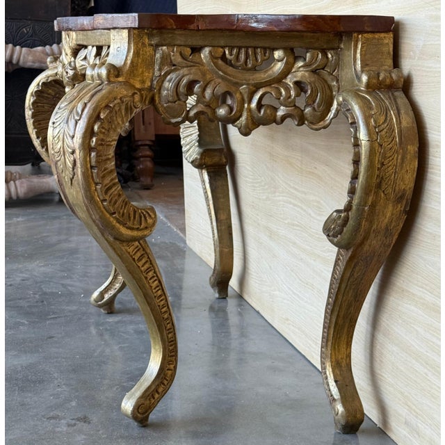 Italian Faux Marbleized Gilt Acanthus and Berry Console, Circa 1820 For Sale - Image 12 of 18