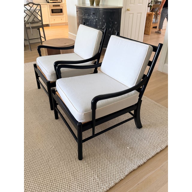 Pair of Large Scale Ladder Back Chairs With Woven Seats For Sale - Image 11 of 11