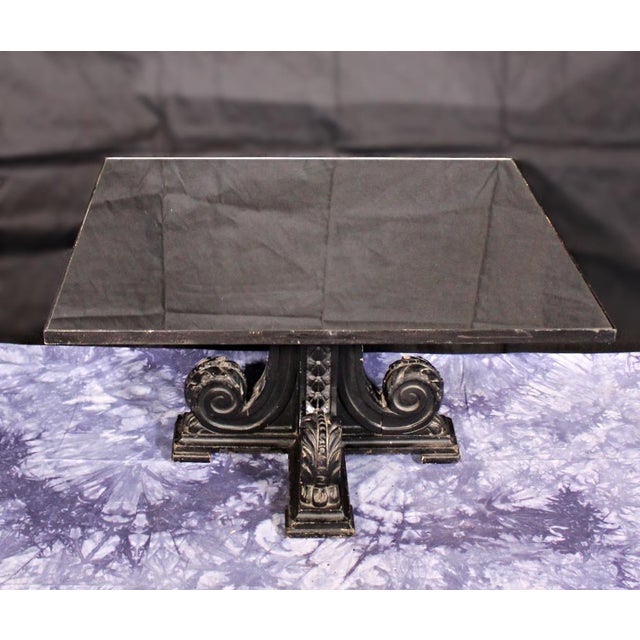 Rare Black Carved Mirror Glass Top Antique Coffee Table ...