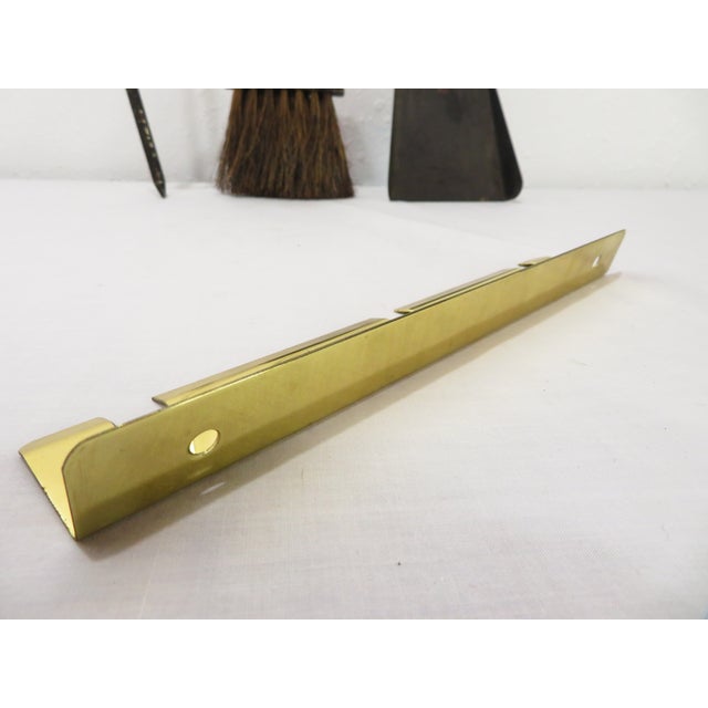 Metal Wall Mount ~ Mid Century Modernist Brass Fireplace Tools Set ~ Donald Deskey Era For Sale - Image 7 of 17
