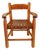Vintage Handmade Child’s Wood Armchair, Rustic Slat Seat Kids Accent Chair, Primitive English Cottage Nursery Fireplace Mantel Decor Piece For Sale