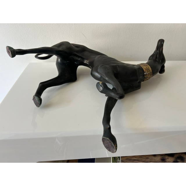Mid 20th Century Vintage Pharoah Hound Deco Style Brass Statue For Sale - Image 10 of 10