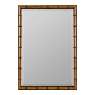 Theodore Bamboo Wall Mirror with Beveled Glass For Sale