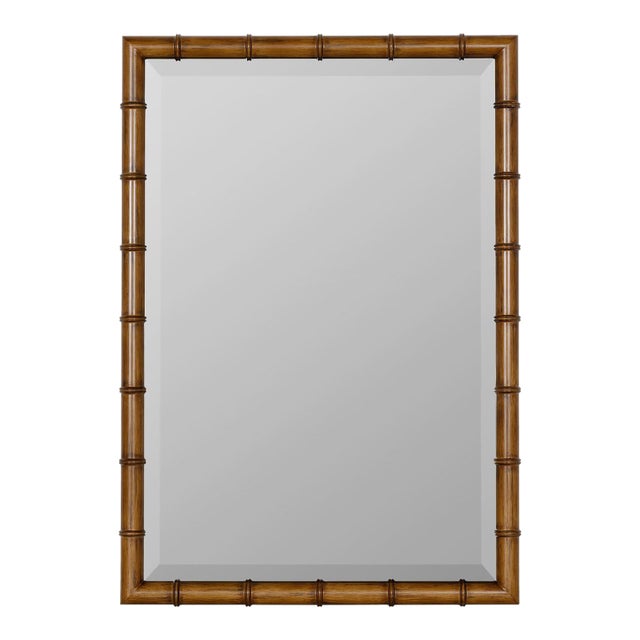 Theodore Bamboo Wall Mirror with Beveled Glass For Sale