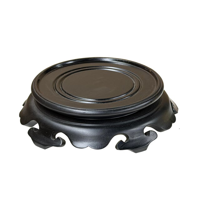 6" Dark Black Brown Scalloped Apron Legs Round Wood Table Top Stand Easel For Sale - Image 4 of 6