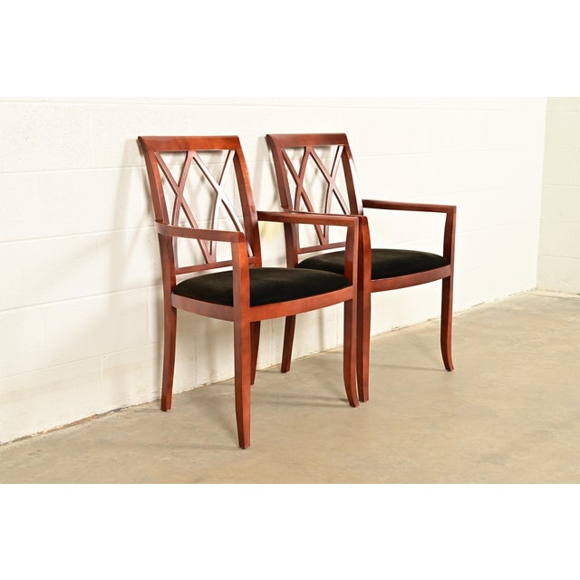 English Bernhardt Regency Carved Mahogany Armchairs | Pair For Sale - Image 3 of 16
