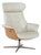 Vintage Amala Beige Bone Genuine Leather Reclining Swivel Armchair With Adjustable Headrest. For Sale