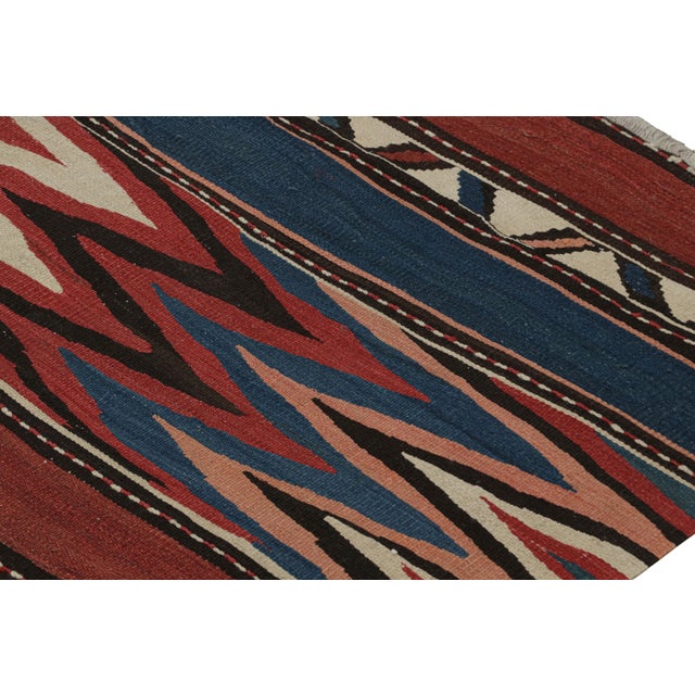 Traditional Vintage Mid-Century Shahsavan Tribal Red and Blue Wool Kilim Rug For Sale - Image 3 of 7