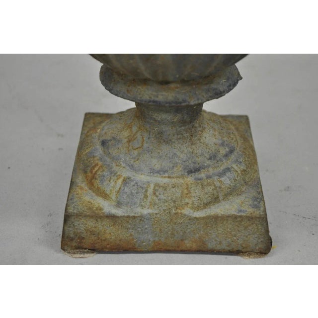 Gray Antique Cast Iron 12" French Classical Small Urn Garden Flower Planter Pot For Sale - Image 8 of 9