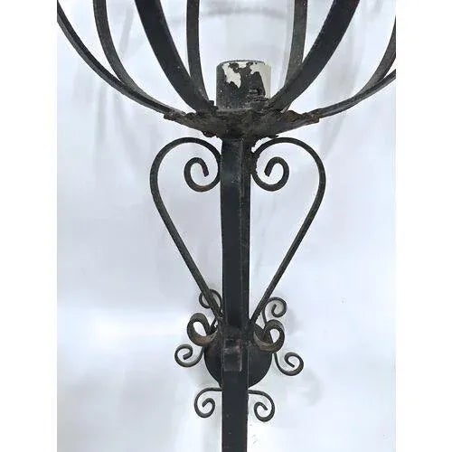 Pair of Black Forged Iron Gothic Sconces For Sale In Atlanta - Image 6 of 9