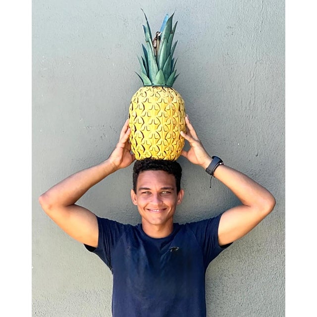 Vintage Metal Pineapple Pendant Light For Sale - Image 9 of 12