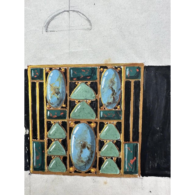 Carl Heinz Berberich, Jewelry Design Drawing, 1920s, Gouache For Sale - Image 11 of 13