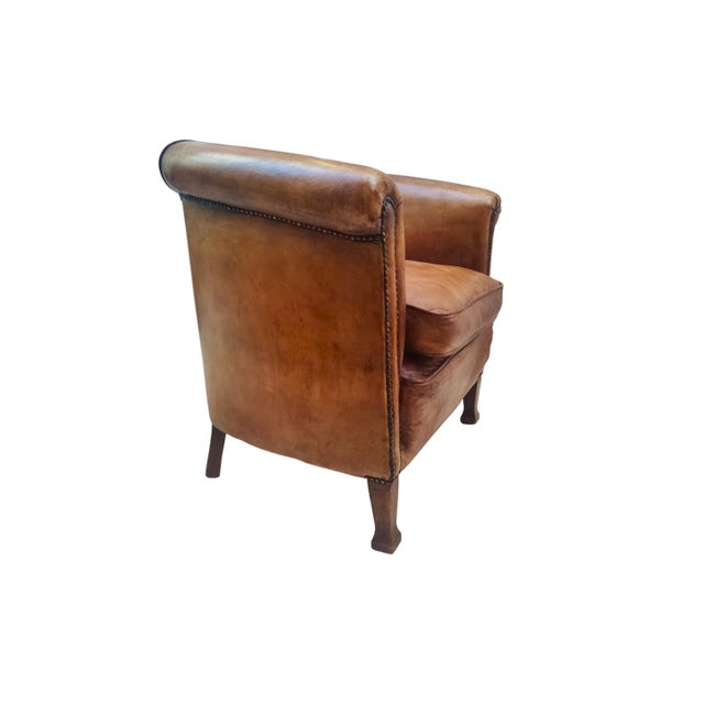 Wood Art Deco Club Chair in Sheepskin Leather, France, 1930 For Sale - Image 7 of 10