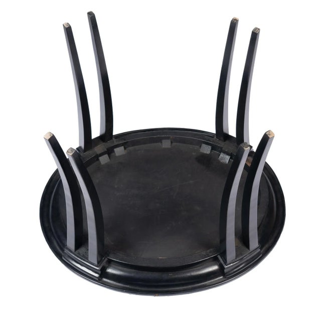 English Oval Papier Mach Tea Tray Table on Custom Sabre Leg Stand, 1835 For Sale - Image 11 of 13