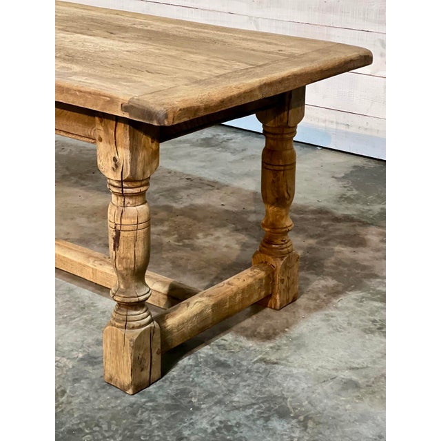 Bleached Oak Farmhouse Dining Table, 1925 For Sale - Image 6 of 18