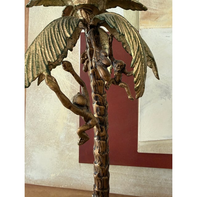 Vintage Frederick Cooper Palm Tree Monkey Table Lamp For Sale - Image 9 of 12