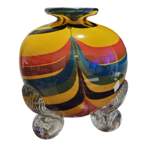 Signed Renato Plesi for b.a.g. Barovier & Toso Murano Art Glass Tripod Vase