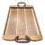 Stitched Leather and Wood Service Tray from Jacques Adnet, 1950s For Sale