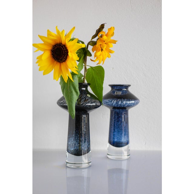 A fantastic pair of handblown sommerso vintage art glass vases known as "Oxid" made by Bo Borgström for Åseda, Sweden....