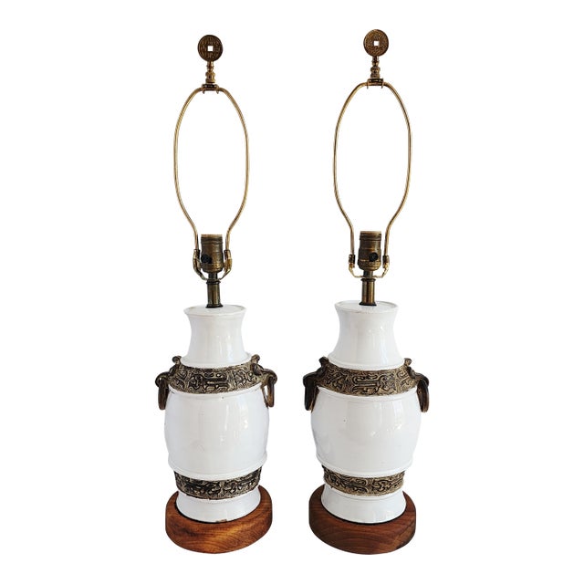 Mid Century Ugo Zaccagnini Pottery Table Lamps-a Pair For Sale