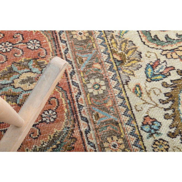 1970s Vintage Persian Handmade Wool Cotton Orange Oversized Rug For Sale - Image 4 of 9