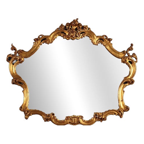 Baroque Style Mirror in Carved and Gilded Wood For Sale