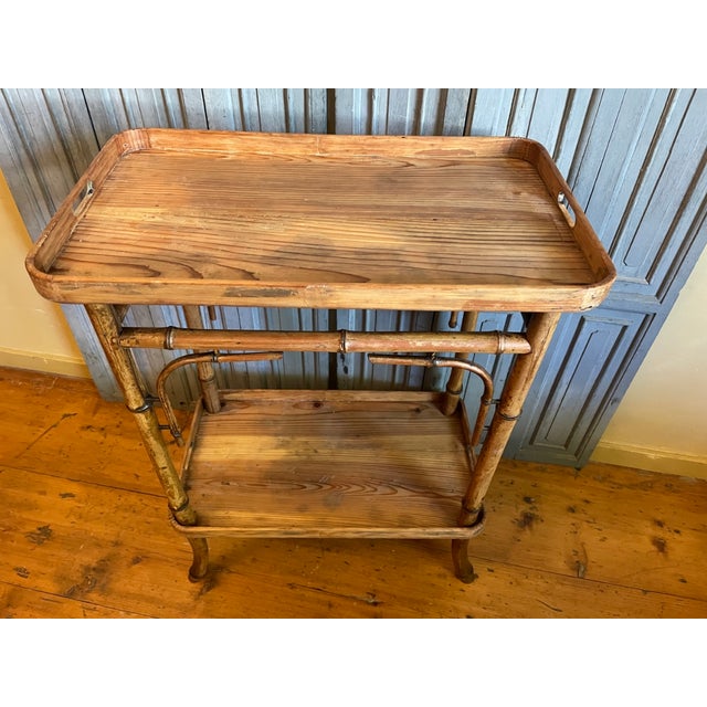 Wood Antique Tea Trolley Table, 1890 For Sale - Image 7 of 18