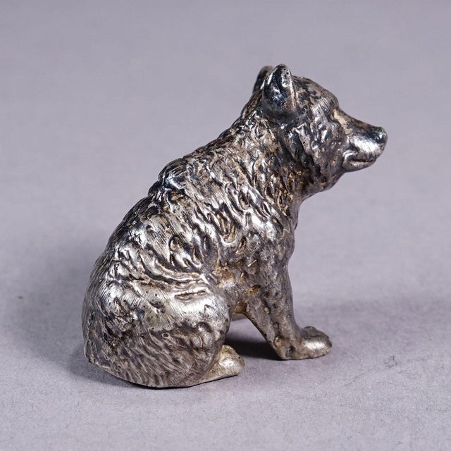 Cast of a Sitting Bear Sterling Silver Ca. 1930s For Sale - Image 4 of 6