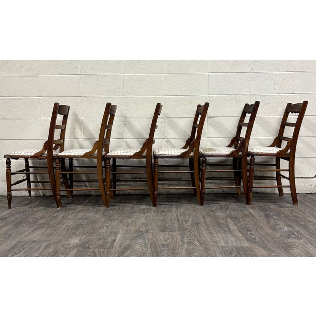 Antique Victorian Eastlake Ladderback Dining Chairs - Set of 6 For Sale - Image 13 of 17