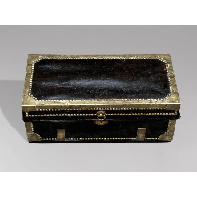Georgian Leather Brassbound Coaching Trunk, 1810s For Sale - Image 4 of 9