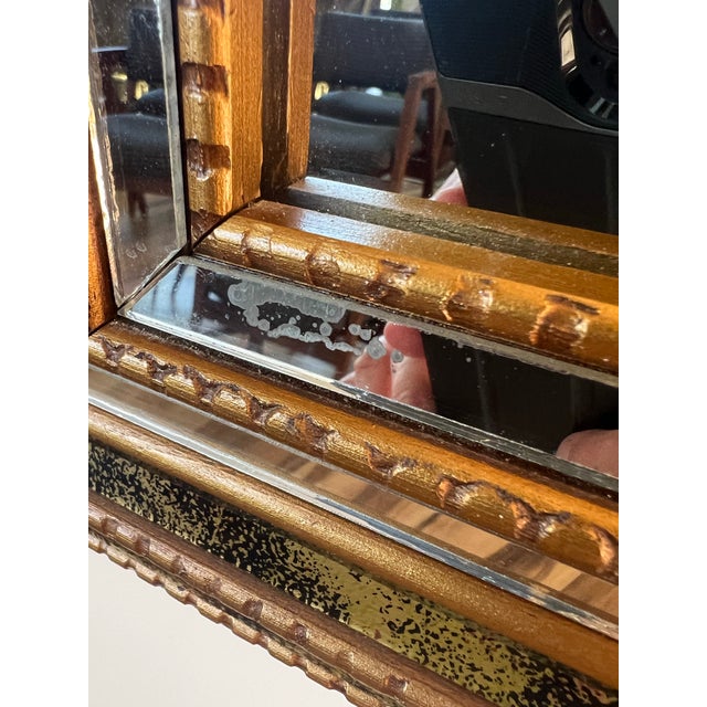 Vintage Mid Century Wall Mirror 1980s Postmodern Windsor Gold Frame For Sale In Palm Springs - Image 6 of 11
